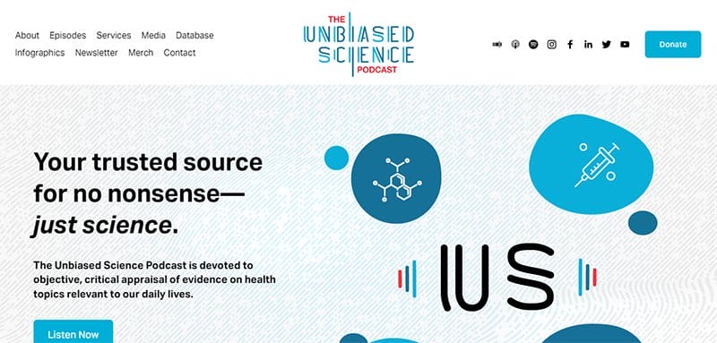 1. The Unbiased Science Podcast - Best Science Website Design Examples
