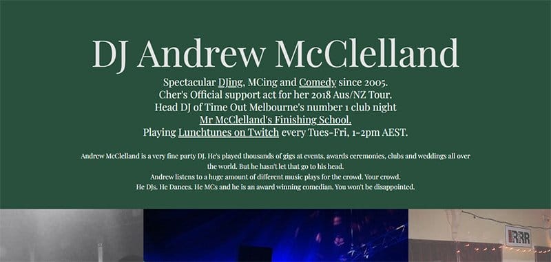 10. DJ Andrew McClelland - Best Comedy Websites For Design Inspiration Example