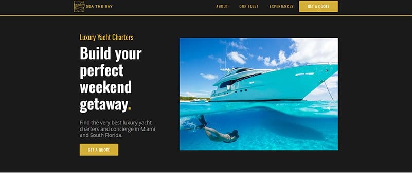 10. Sea The Bay - Best Yacht Website Design Example