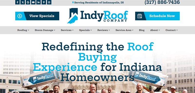 11. Indy Roof Company - Best Roofing Website Design Examples