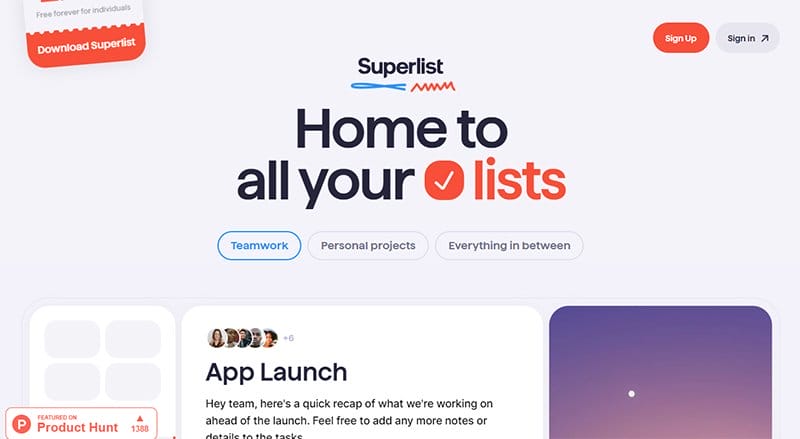 11. Superlist - Best Red Website Design Examples