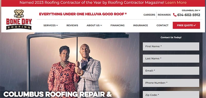 13. Bone Dry Roofing - Best Roofing Website Design Examples