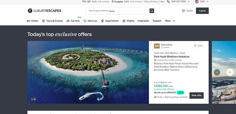 14. Luxury Escapes - Most Beautiful Vacation Rental Websites