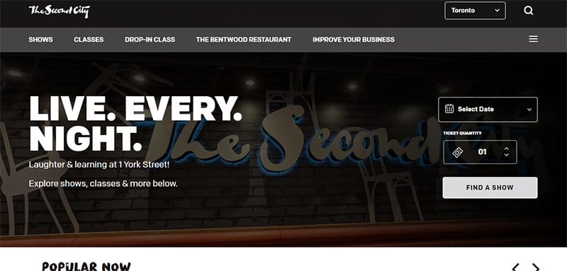 16. The Second City - Best Comedy Websites For Design Inspiration Example