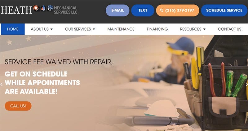 19. Heath Mechanical Services LLC - Best HVAC Website Design Examples