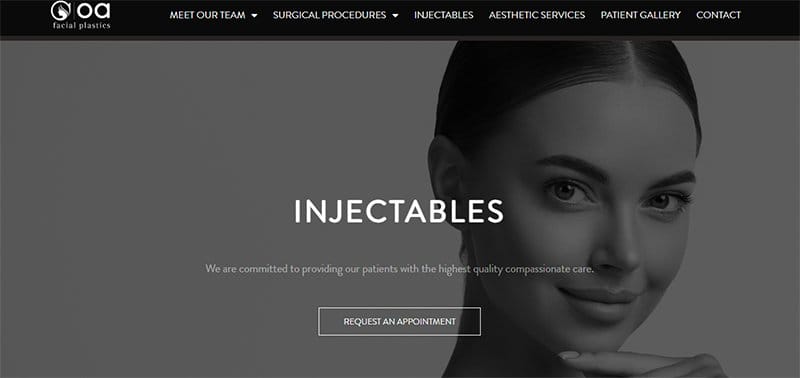19. OA Facial Plastics - Gray Websites with Neutral Color Schemes Example