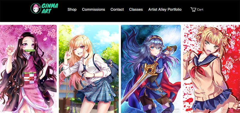 2. Ginma Art - Examples Of Cartoonist Websites & Portfolios