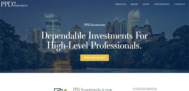 2. PPD Investments - Great Investment Website Examples