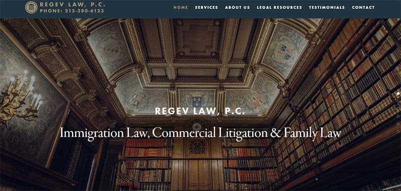 2. Regev Law - Best Advocate Website Design Example