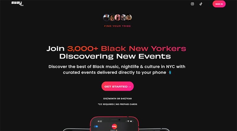 2. SwayNYC - Excellent Website Redesign Example Before