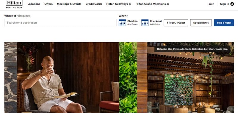 20. Hilton - List of Big Companies That Use Wix Example