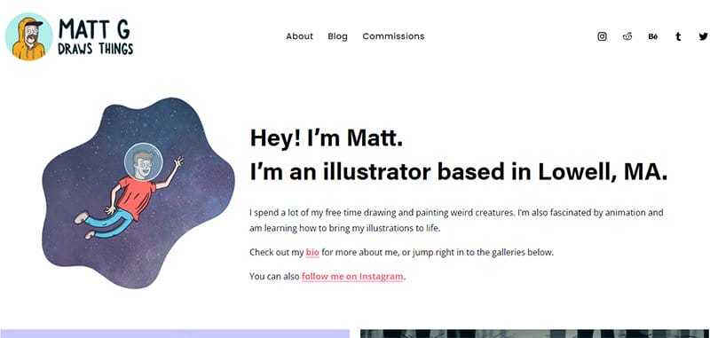 20. Matt G - Examples Of Cartoonist Websites & Portfolios