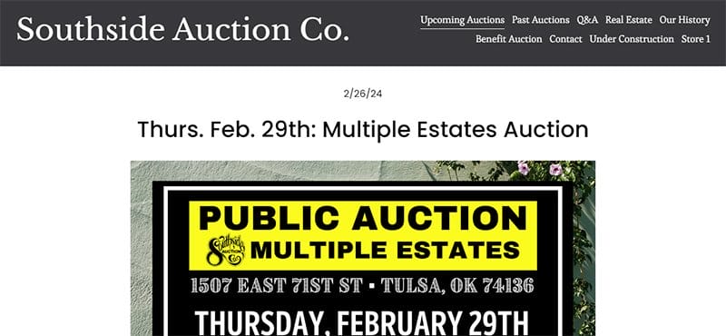 20. Southside Auction Co - Great Auction Websites Example