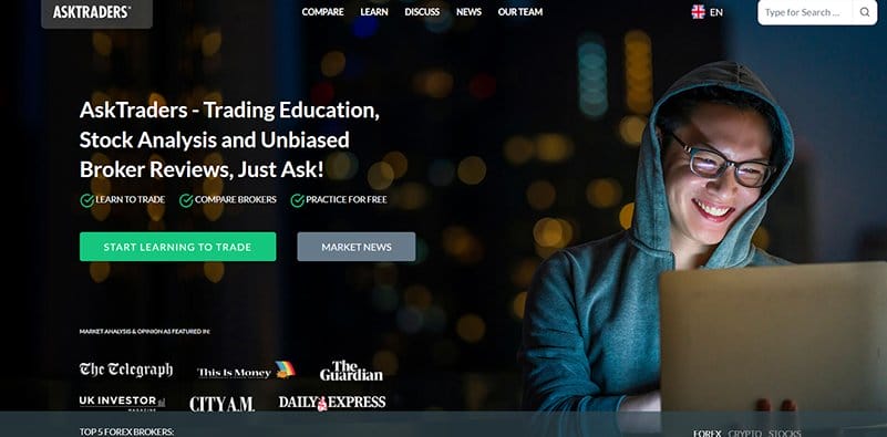 3. AskTraders - Amazing Stock Broker Website Design Examples