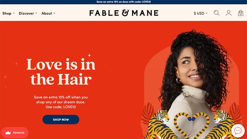 3. Fable & Mane - Best Red Website Design Examples