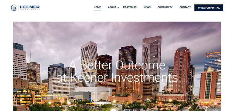 3. Keener Investments - Great Investment Website Example
