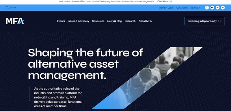 3. Managed Funds Association - Hedge Fund Website Example