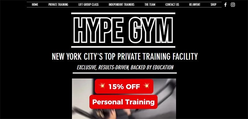 30. Hype Gym - Best Training Websites Example