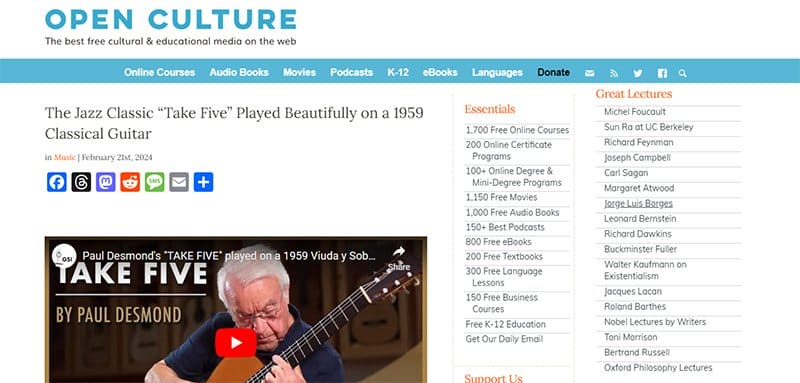 31. Open Culture - Best Training Websites Example