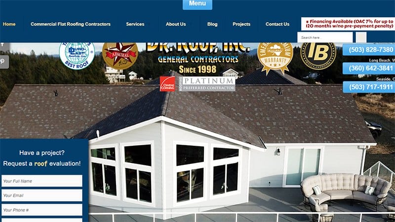 36. Dr. Roof Inc. - Best Roofing Website Design Examples