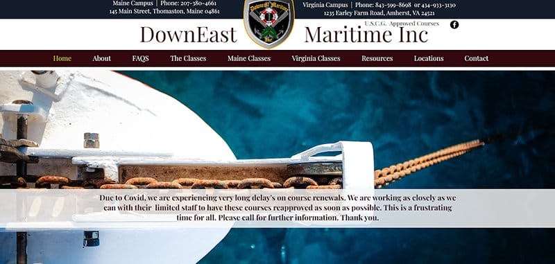 4. DownEast Maritime Inc - Great Marine Website Examples
