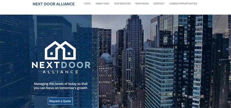 4. Next Door Alliance - Great Investment Website Example