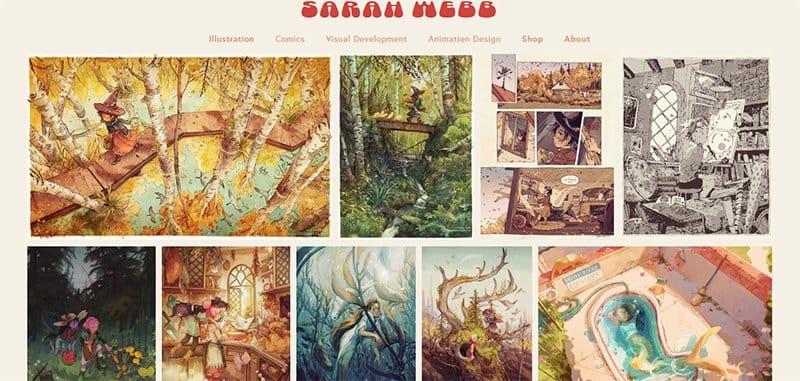 4. Sarah Webb - Examples Of Cartoonist Websites & Portfolios