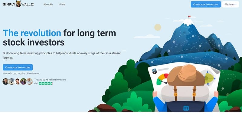 4. Simply Wall St - Amazing Stock Broker Website Design Examples