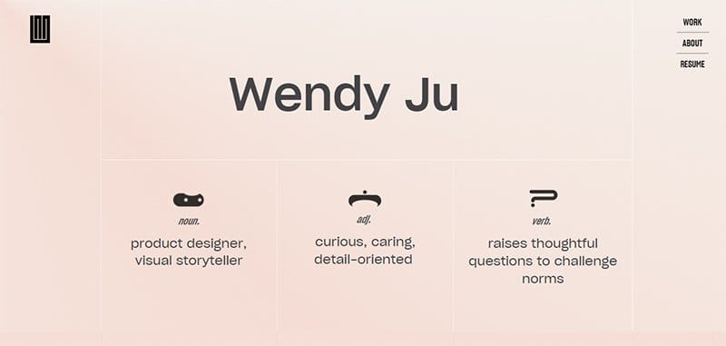4. Wendy Ju - Best Wix Portfolio Examples