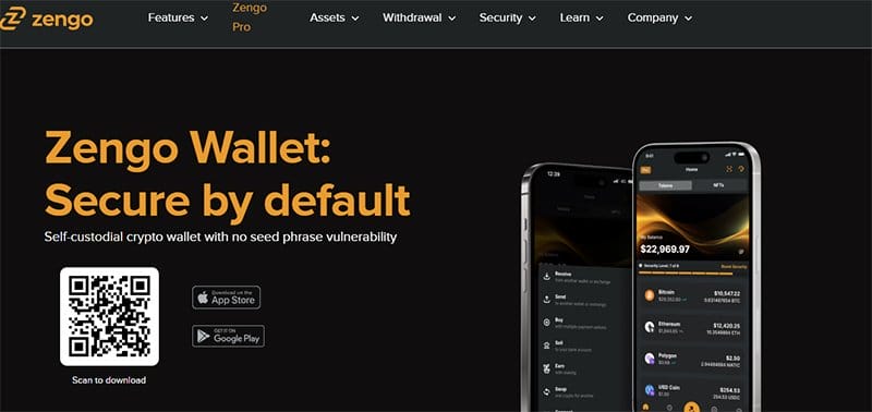 4. Zengo Wallet - Best Crypto Website Designs For Your Inspiration