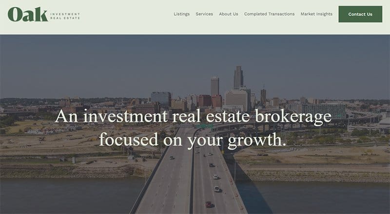 5. Oak Investment Real Estate - Great Investment Website Example