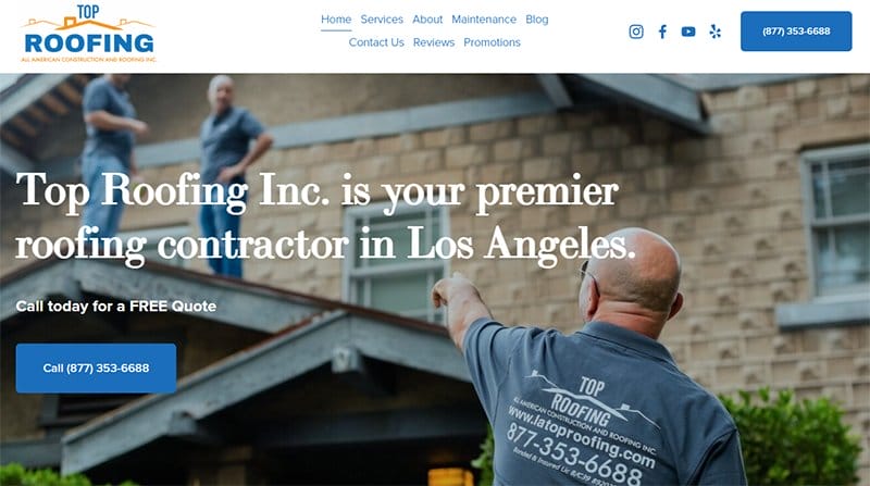5. Top Roofing Inc - Best Roofing Website Design Examples