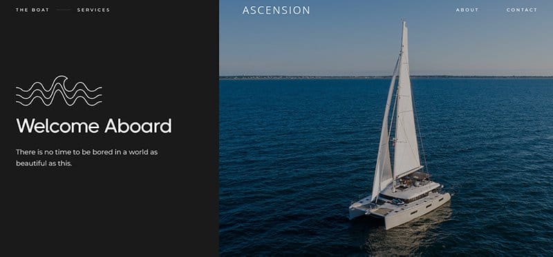 6. ASCENSION CATAMARAN - Best Yacht Website Design Example