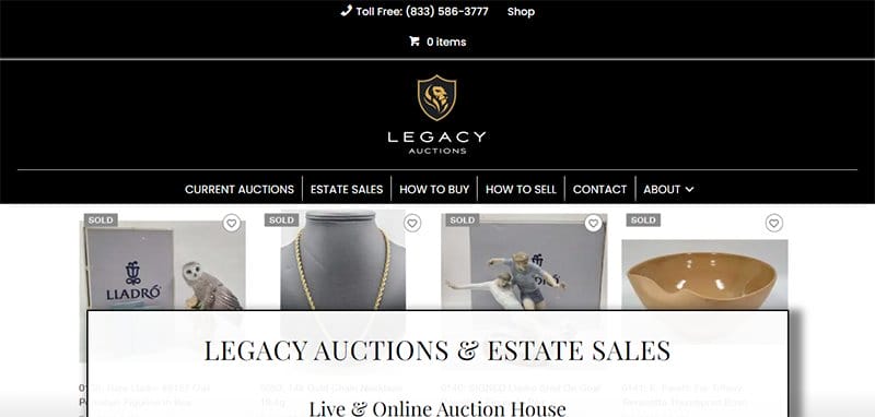 6. Legacy Auctions - Great Auction Websites Example