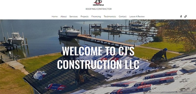 7. CJ’s Construction LLC - Best Roofing Website Design Examples