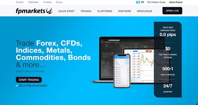 7. FP Markets - Amazing Stock Broker Website Design Examples