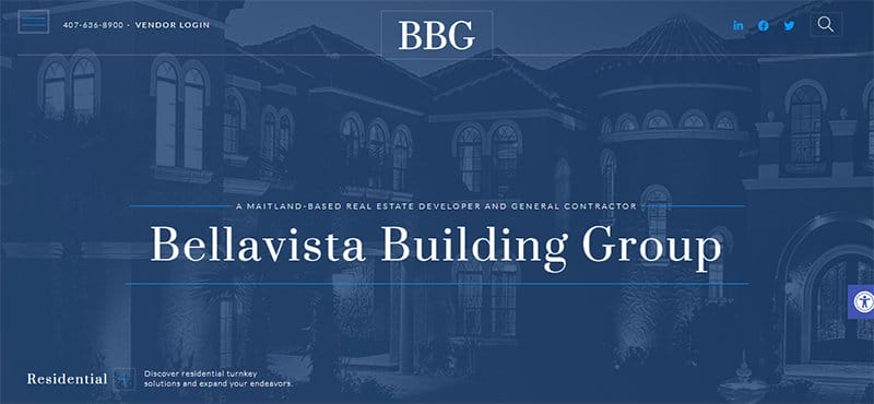 8. Bellavista Building Group - Best Roofing Website Design Examples