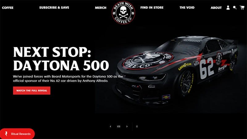 8. Death Wish Coffee - Best Red Website Design Examples
