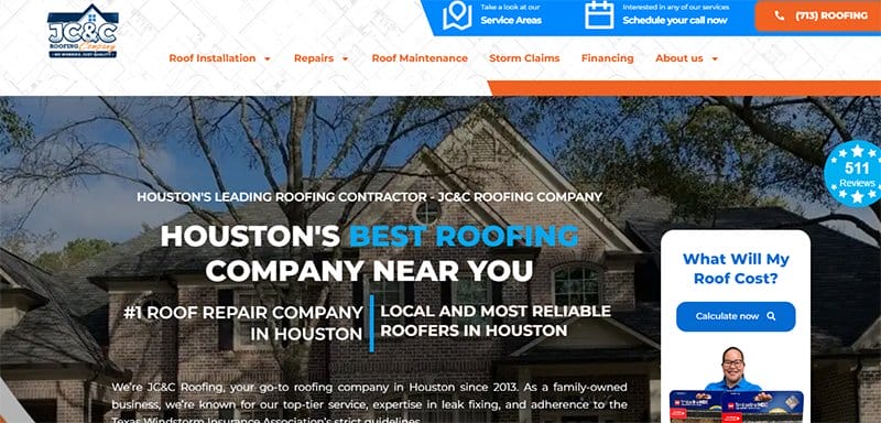 9. JC&C Roofing Co - Best Roofing Website Design Examples
