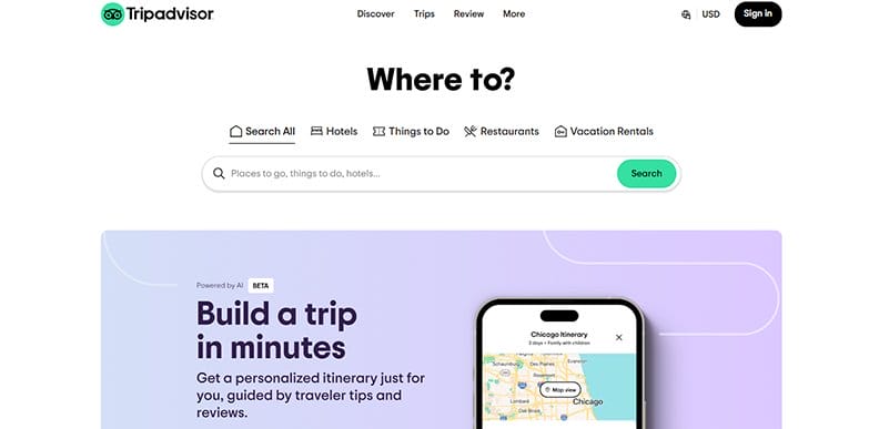 9. Tripadvisor - Most Beautiful Vacation Rental Websites