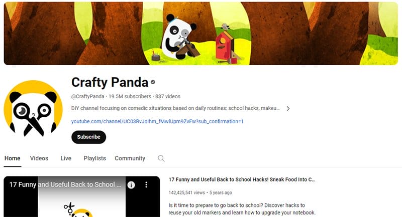 Crafty Panda - Great Faceless YouTube Channel Ideas