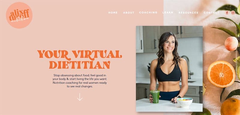 1. Alix Turnoff Nutrition - Best Dietitian Website Examples