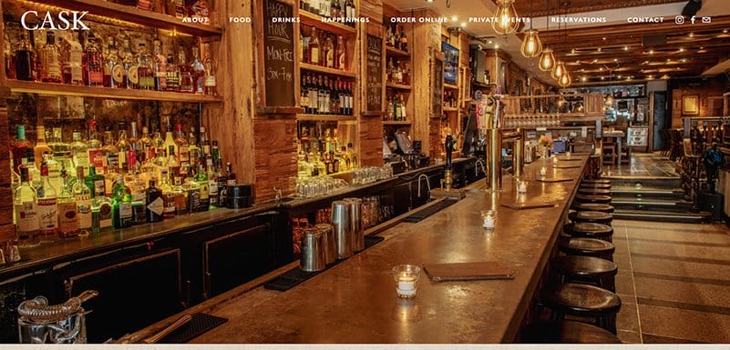 1. CASK - Best Bar Website Example