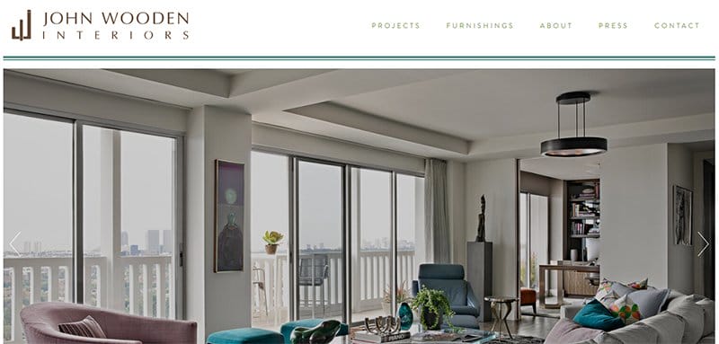 1. John Wooden Interiors - Interior Design Portfolio Website Example