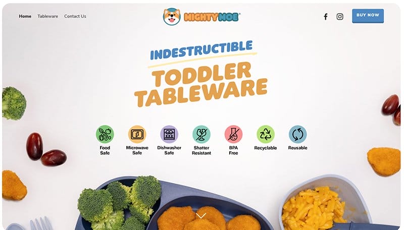 1. MightyMoe Kid's Dinnerware - Graphic Design Trends Example
