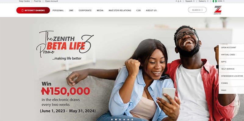 1. Zenith Bank - Best Bank Website Designs To Inspire You Example