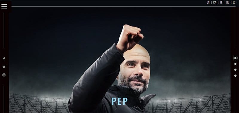 10. Pep Guardiola - Best Celebrity Website Example