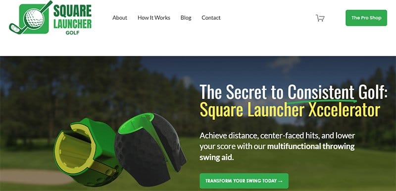 10. Square Launcher Golf - Above-the-Fold Content Examples to Inspire