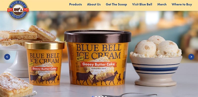 11. Blue Bell Creamies - Best Looking Ice Cream Websites to Check Out