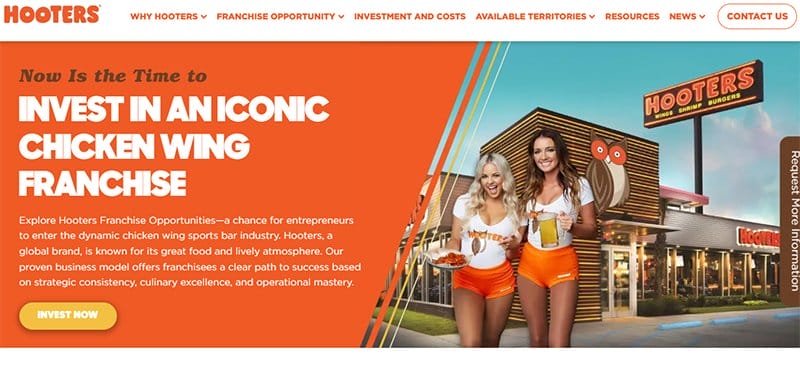 11. Hooters - Best Franchise Website Designs